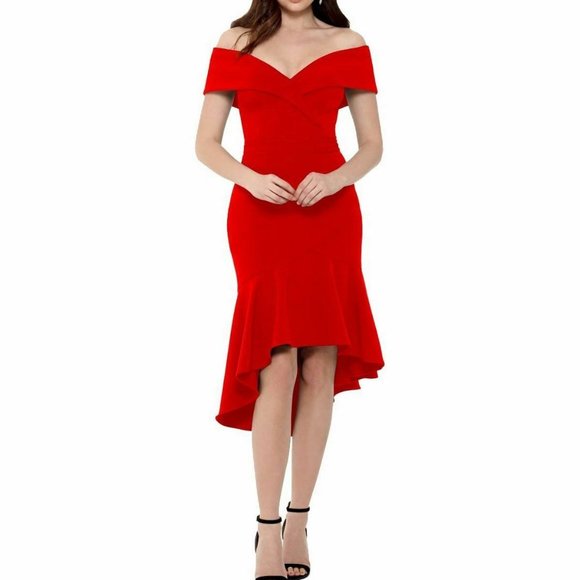 xscape ruffled sheath dress